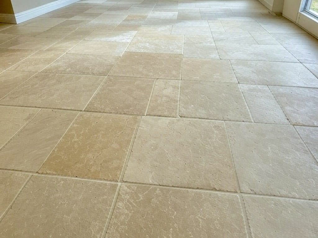 After professional commercial tile and grout deep cleaning and sealing in a Honolulu kitchen
